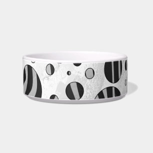 Écuelle Noir de point de polka de zèbre et gris-clair