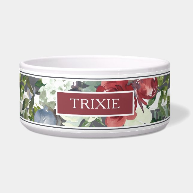 Écuelle Nom d'aquarelle de la rose blanche de Bourgogne mo (Devant)