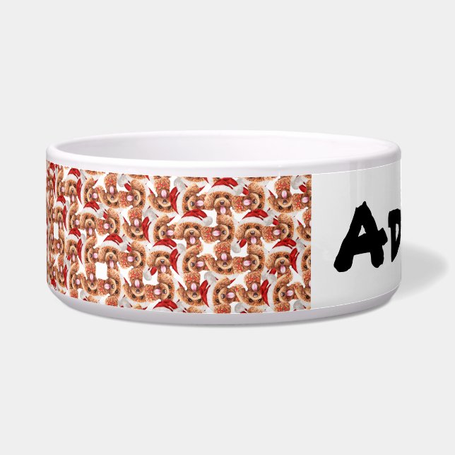 Écuelle Nom de caniche drôle Motif de Noël (Devant)