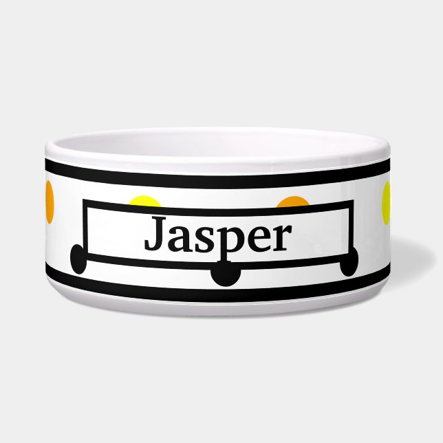 Écuelle Nom de l'animal Orange Jaune Noir Pois Bowl (Devant)