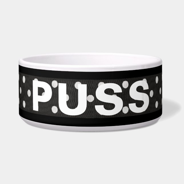 Écuelle Nom De L'Animal Sur Le Ruban Polka Dot (Devant)