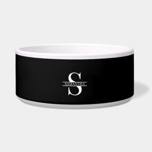 Écuelle Nom de monogramme noir et blanc élégant personnali