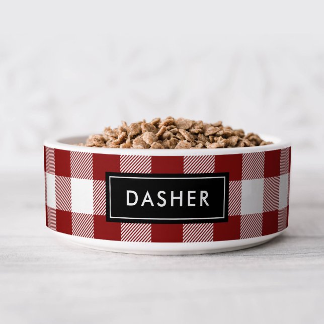 Écuelle Nom du chèque de Buffalo Rouge Monogramme (Créateur téléchargé)