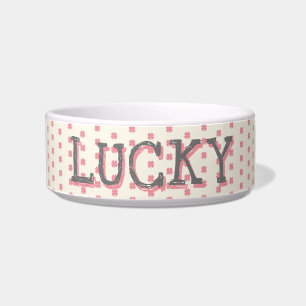 Écuelle Nom du Motif de Clover rose mignon fille chanceuse