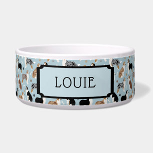 Écuelle Nom personnalisé Australian Shepherd Motif bleu