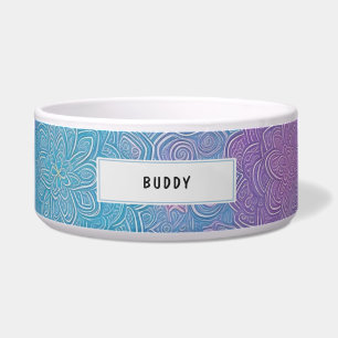Écuelle Nom personnalisé Blue Purple Floral Alimentation p