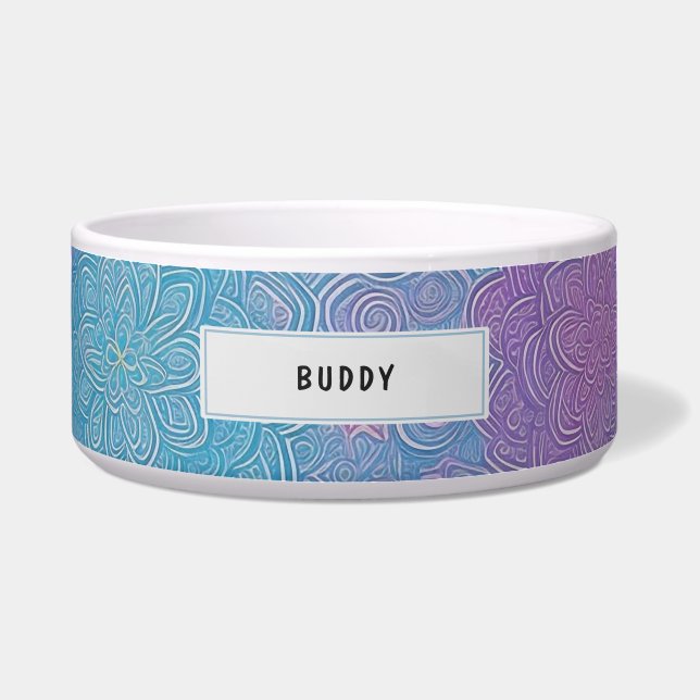 Écuelle Nom personnalisé Blue Purple Floral Alimentation p (Devant)