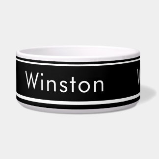 Écuelle Nom personnalisé Bowl for Dogs - Black Minimalist