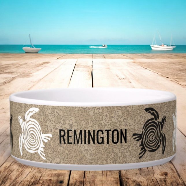 Écuelle Nom personnalisé de l'animal de compagnie Tortues  (custom pet bowl front)