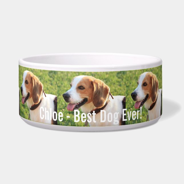 Écuelle Nom personnalisé de photo de chien de beagle et de (Devant)