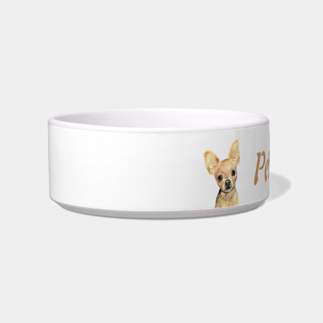 Écuelle Nom personnalisé et photo Chihuahua, animal de com (Gauche)