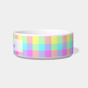 Écuelle Nom personnalisé par   Checkered d'arc-en-ciel en