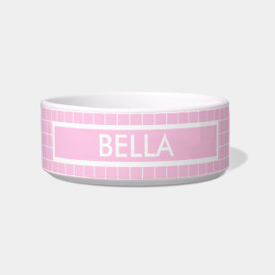 Écuelle Nom personnalisé Pink Danish Pastel Grid Motif chi