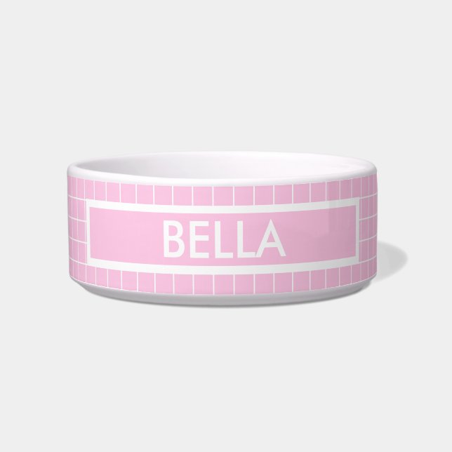 Écuelle Nom personnalisé Pink Danish Pastel Grid Motif chi (Devant)