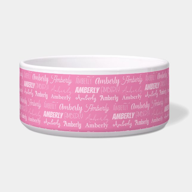 Écuelle Nom rose personnalisé mignon Typographie Girl Chie (Devant)