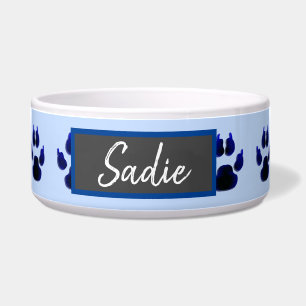 Écuelle Nourriture de chien Empreinte de patte bleu