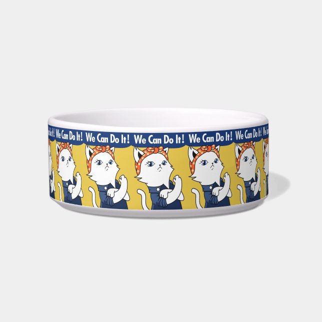 Écuelle Nous Pouvons Le Faire ! Chat blanc Rosie le Rivete (Devant)