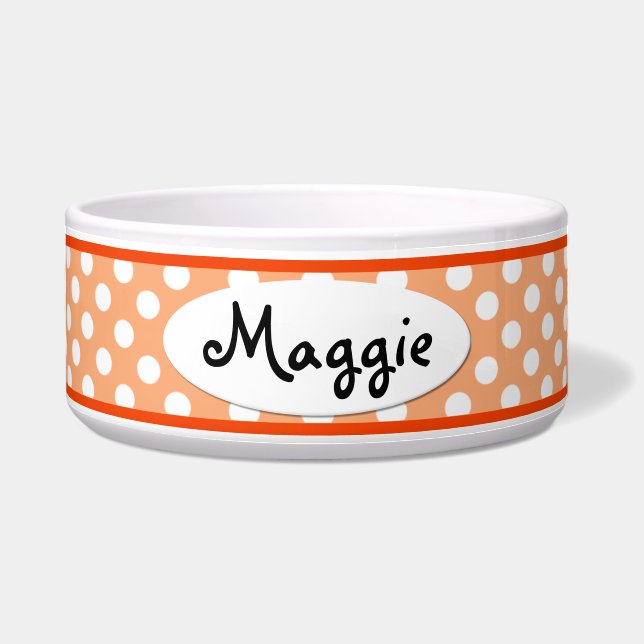 Écuelle Orange Polka Dot Personnalisé Ceramic Chig Bowl (Devant)