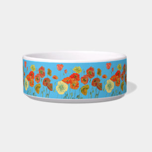 Écuelle Orange Poppy jolies fleurs Blue floral Pet Boire