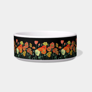 Écuelle Orange Poppy jolies fleurs florale Pet Drink Bowl