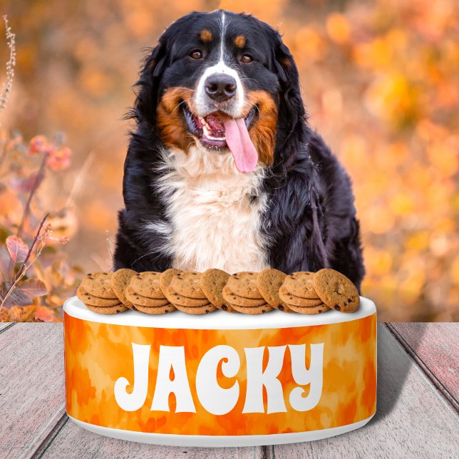 Écuelle Orange Tie Dye Nom personnalisé du chien ou du cha (Créateur téléchargé)