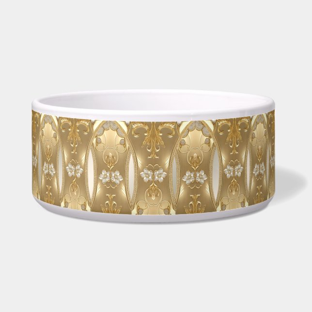 Écuelle Orné d'or en céramique fleurie poêle Bowl (Devant)