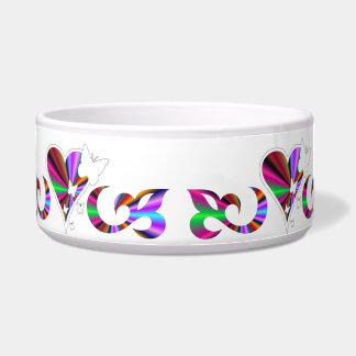 Écuelle Ornements Coeur arc-en-ciel avec papillon et Lily