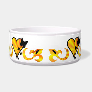 Écuelle Ornements Coeur arc-en-ciel avec papillon et Lily