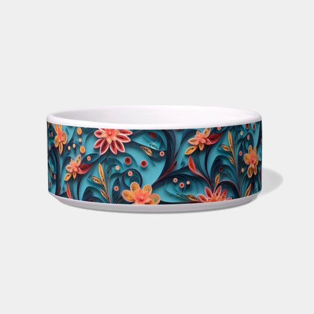 Écuelle Papier floral motif en céramique Pet Bowl (Devant)