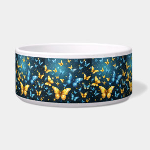 Écuelle Papillons Bleus Et Jaunes Volant,