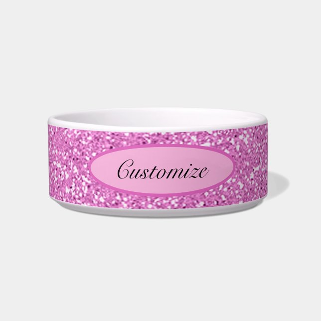 Écuelle Parties scintillant de  rose personnalisée (Devant)