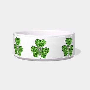 Écuelle Parties scintillant Shamrock Et Fleur Pet Bowl