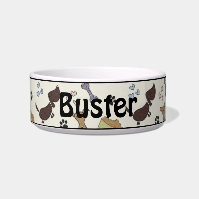 Écuelle Pâtes de chien et Coeurs Personnalisé Pet Bowl (Devant)