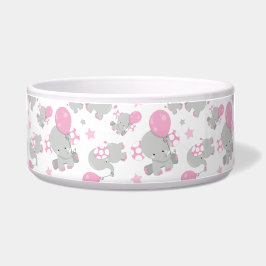 Écuelle Pattern of Elephants, Cute Elephants - Pink Gray