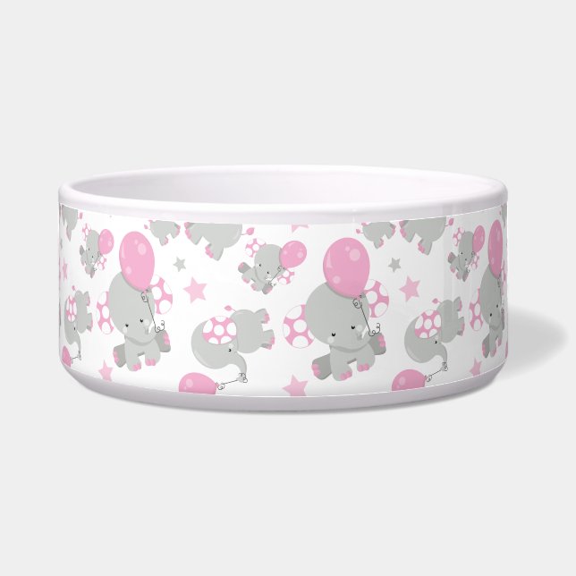 Écuelle Pattern of Elephants, Cute Elephants - Pink Gray (Devant)