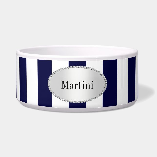 Écuelle Patters de Navy Blue and White Extra Large Stripe (Devant)