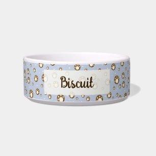 Écuelle Paw Print Cookies motif bleu clair monogramme