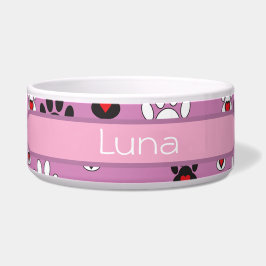 Écuelle Paw Prints pink red heart name