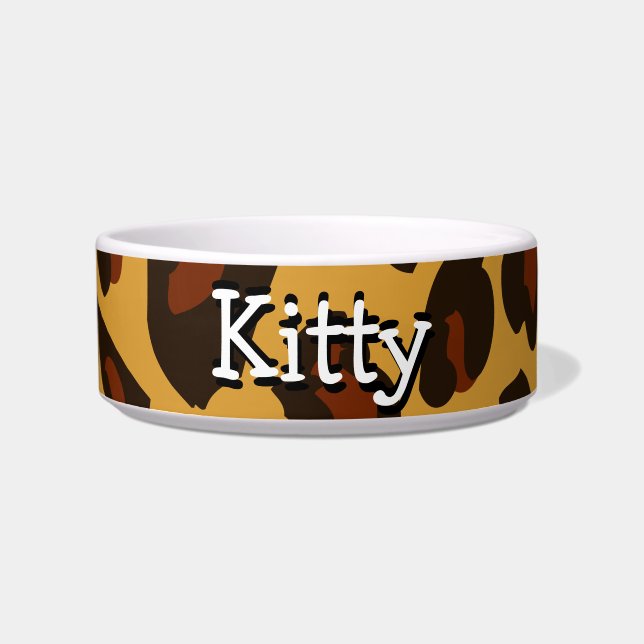 Écuelle Peau léopard Cuir Kitty Personnalisé Bowl (Devant)