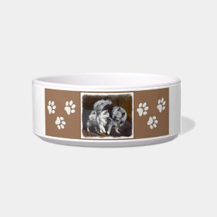 Écuelle Peinture Keeshond Playtime - Jolie art original ch