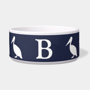 Écuelle Pélicans blancs et bleu marine   Monogramme