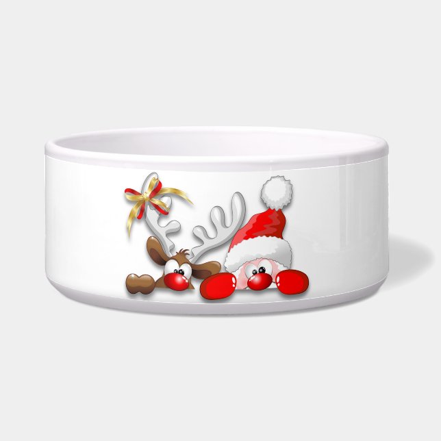 Écuelle Père Noël drôle et cuvette d'animal familier de (Devant)