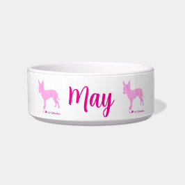 Écuelle Personalized Chihuahua Pet Bowl  Pink Silhouette 