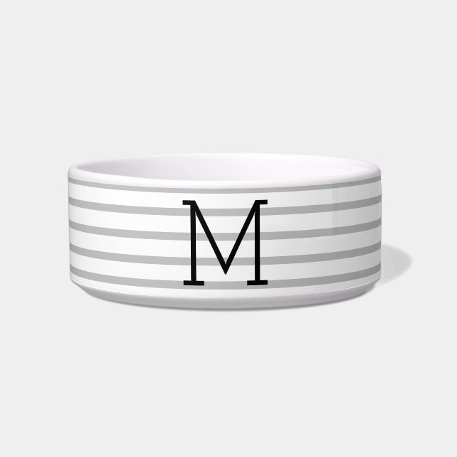 Écuelle Personalized Modern Stripe Custom Initial Pet Bowl (Devant)