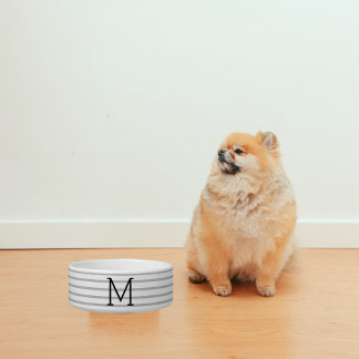 Écuelle Personalized Modern Stripe Custom Initial Pet Bowl