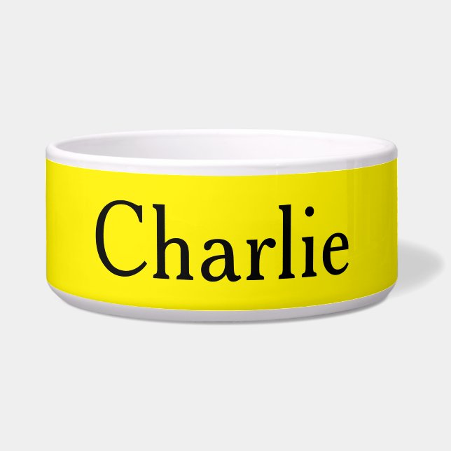 Écuelle Personnalisé Nom Photo Bright Yellow Pet (Devant)