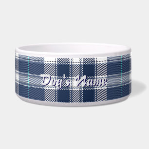 Écuelle Personnaliser le grand chien plaid bleu ardoise