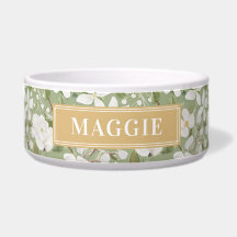 Personnalisez votre nom de chien Green Floral Cera