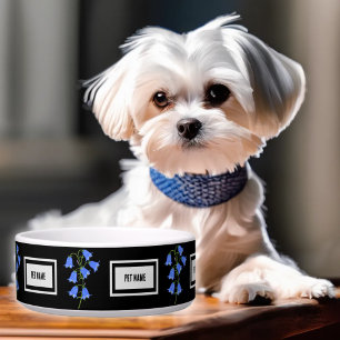 Écuelle Pet Bowl Avec De Belles Cellules Bleues Et Texte