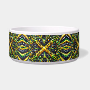Écuelle Pet Bowl avec des couleurs jamaïcaines Résumé Desi